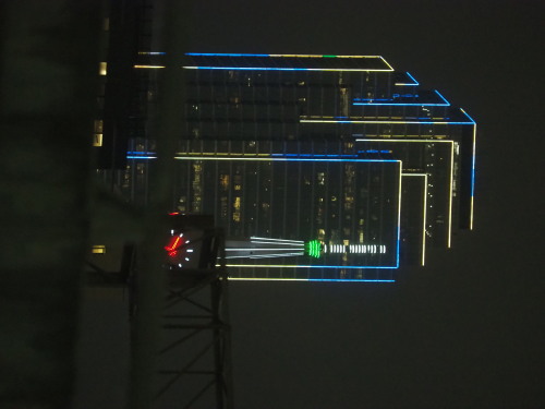 Bank of America Plaza Tower lit up in Ukraine's national colors